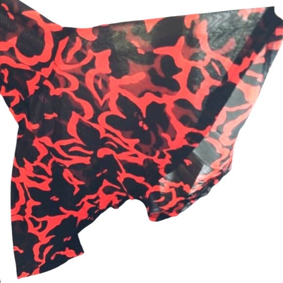 Siren Lily Dress Women's PL Vneck Flounce Sleeve Red Black Whimsy Goth Disco 60s - Picture 3 of 8